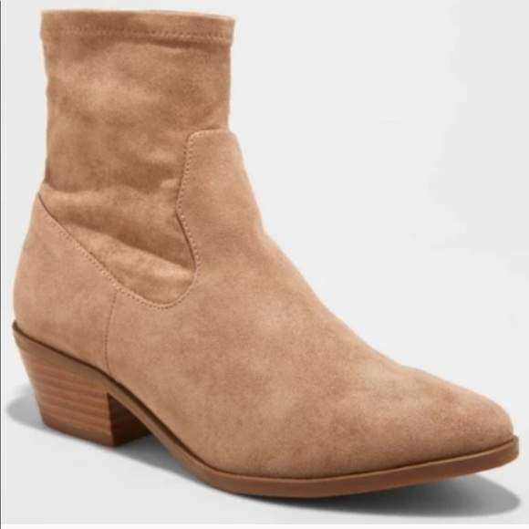 Universal Thread Shoes - Loraine Microsuede Western Sock Booties Tan 7.5